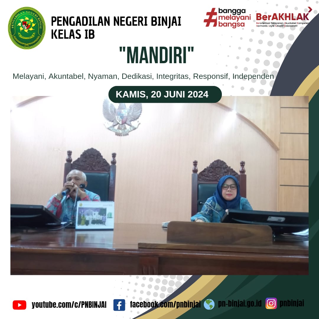 RAPAT EVALUASI KINERJA PENGADILAN NEGERI BINJAI BULAN MEI TAHUN 2024