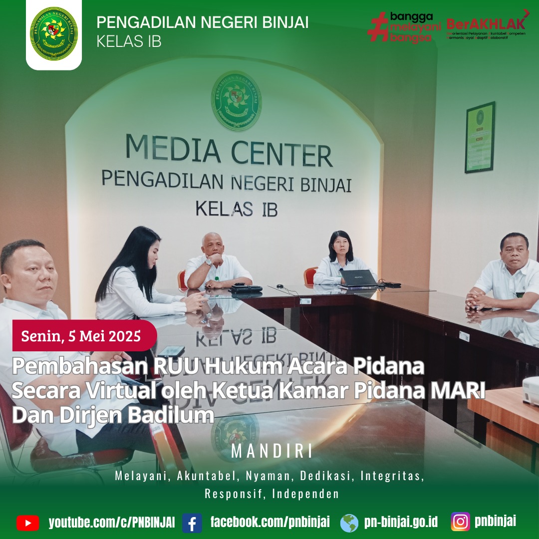 Pembahasan RUU Hukum Acara Pidana Secara Virtual oleh Ketua Kamar Pidana Mahkamah Agung RI dan Dirjen Badilum