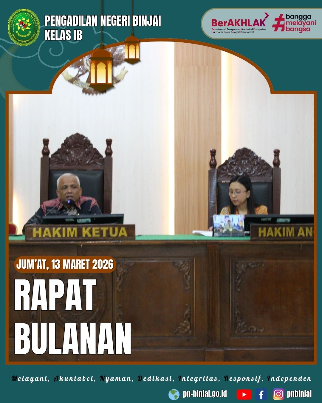 Rapat Bulanan Pengadilan Negeri Binjai Periode Maret 2026